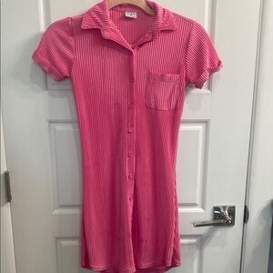 Pink Striped Kids Casual Dress
